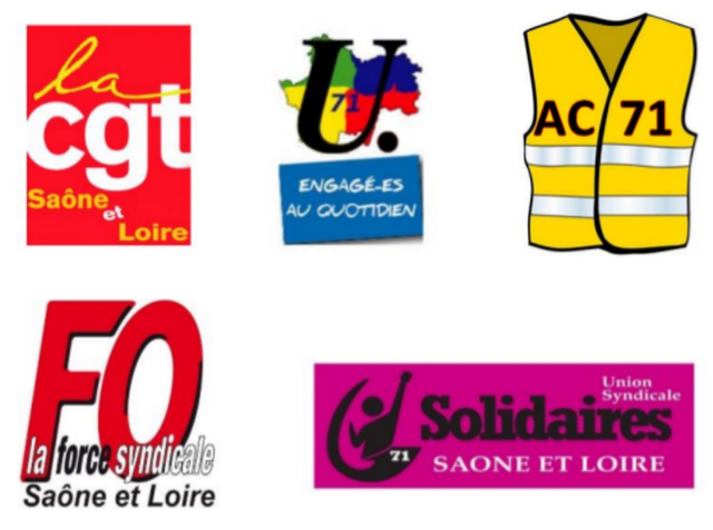 logos organisations appelant à la grève le 19 mars 2019 en Saône-et-Loire
