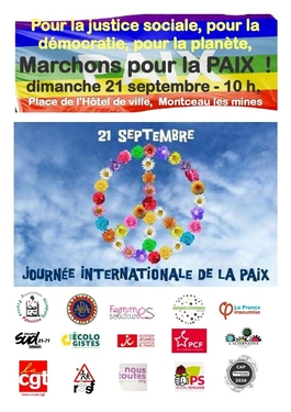 affiche marche pour la Paix Montceau-Les-Mines 21 septembre 2025