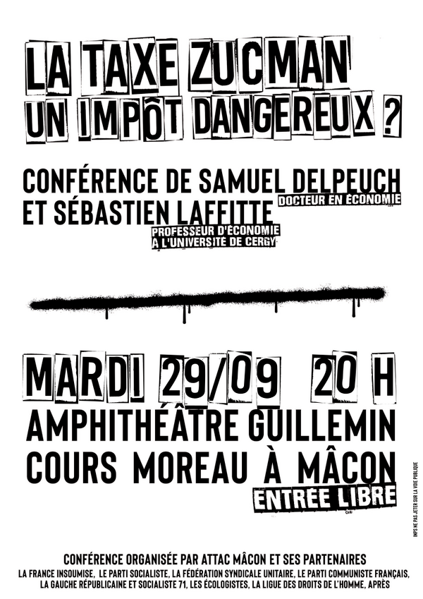 conférence Taxe Zucman Mâcon 29 septembre 2026