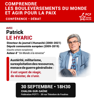 Conférence débat - Comprendre les bouleversements du Monde et agir pour la Paix Chalon 30 septembre 2026